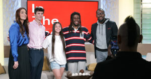 Will Posorske, the VP of the Swift Teen Leadership Board, North High School student Kayla McNatt and Atllas Hopkins, the Co-Founder of SEED appear with STN's Stephanie Parra and Lloyd Hopkins before taping an In the Room segment during Episode 3 of It Happens at STN on November 3, 2022.