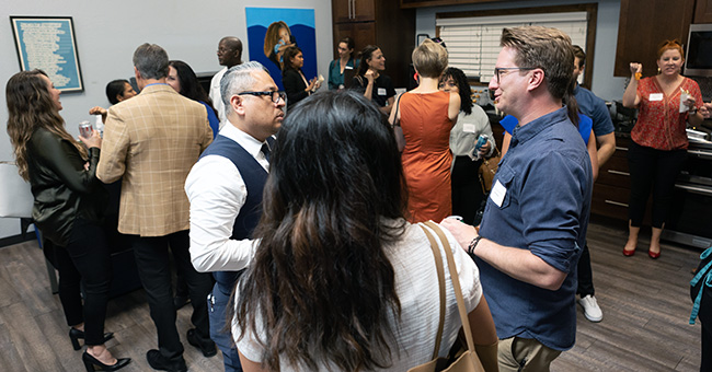 Guests gather in the lobby before the taping of It Happens at STN: Episode 8 on May 4, 2023 (STN / Brett Haehl)