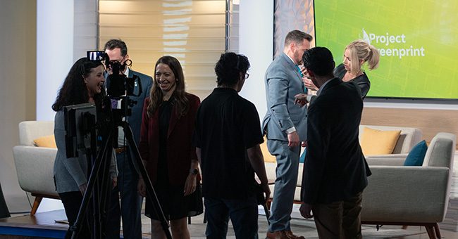 STN crew and guests linger in the STN studios following the taping of the April episode of It Happens at STN on April 6, 2023 (STN/Brett Haehl)