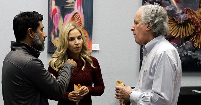 STN Host and Executive Producer Kristin Keogh chats with guests before the taping of the third episode of It Happens at STN on November 3, 2022. (STN/Brett Haehl)