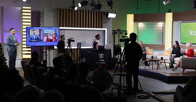 A view from the live studio audience during the taping of It Happens at STN Episode 4 on December 2, 2022. (STN/Brett Haehl)