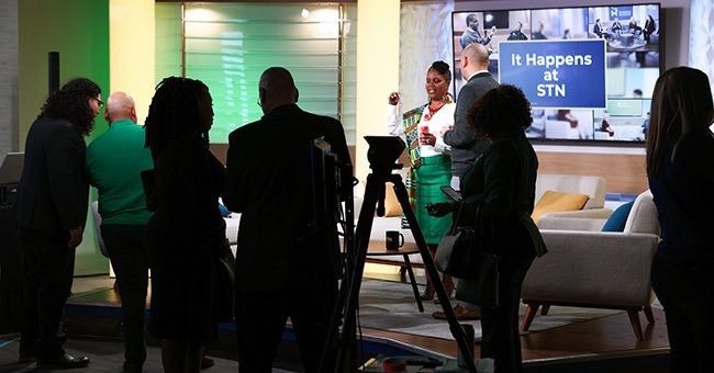 Panelists prepare for the Community Collaborative during the taping of It Happens at STN: Episode 5 in Downtown Phoenix, February 2, 2023 (STN/Brett Haehl)