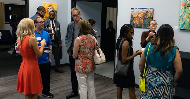 Partners and guests waiting to enter the studio for the taping of the second episode of It Happens at STN, October 6, 2022 (STN/Brett Haehl)