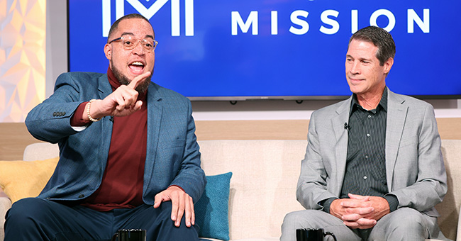 Human Services Campus Programs Director Richard Crews illustrates a point to UMOM CEO Jackson Fonder during the taping of McQuaid Mission for the second episode of It Happens at STN at the STN studios in downtown Phoenix, October 6, 2022. (STN/Brett Haehl)