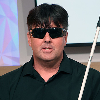 Mike Hess from the Blind Institute of Technology on stage during the October 20222 episode of It Happens at STN. (STN)