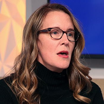 Joan Serviss, Executive Director of the Arizona Housing Coalition on stage for a McQuaid Mission Action Panel during the December Episode of It Happens at STN (STN/Brett Haehl)